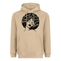 Mushroom Womens Strong Black Woman Afro Message Heavyweight Hoodie - lanVoArt