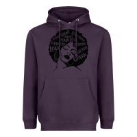 Plum Womens Strong Black Woman Afro Message Heavyweight Hoodie - lanVoArt