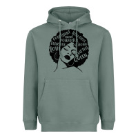 Sage Womens Strong Black Woman Afro Message Heavyweight Hoodie - lanVoArt