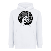 White Womens Strong Black Woman Afro Message Heavyweight Hoodie - lanVoArt
