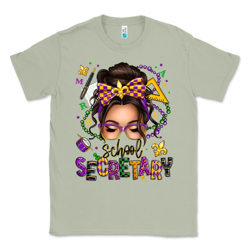 Mardi Gras School Secretary Caucasian Messy Bun Classic Tee by texasbilliewilder | Teevron