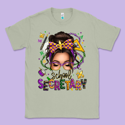 Mardi Gras School Secretary Caucasian Messy Bun Classic Tee Designed By Texasbilliewilder