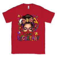 Red mardi gras school secretary caucasian messy bun Classic Tee - texasbilliewilder