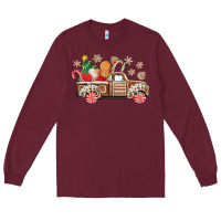 Burgundy christmas gingerbread truck Long Sleeve Tee - CowGirlArtShop