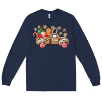 Navy christmas gingerbread truck Long Sleeve Tee - CowGirlArtShop