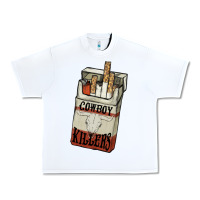 White Cowboy killers cigarette package Urban Heavy Tee - HowdyJamesFarm