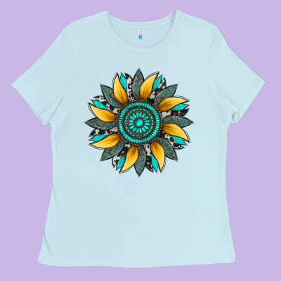 Sunflower Gemstone Leopard Ladies Tee Designed By Artiststas