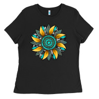 Black sunflower gemstone leopard Ladies Tee - Artiststas