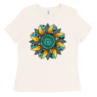 Bone sunflower gemstone leopard Ladies Tee - Artiststas
