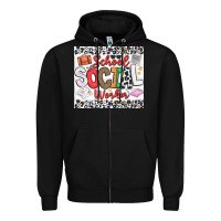 Black School Social Worker Zipper Hoodie - CowhideDigitalArt