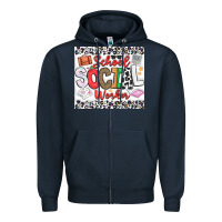 Navy School Social Worker Zipper Hoodie - CowhideDigitalArt