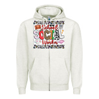 Oatmeal Heather School Social Worker Zipper Hoodie - CowhideDigitalArt