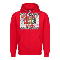 Red School Social Worker Zipper Hoodie - CowhideDigitalArt