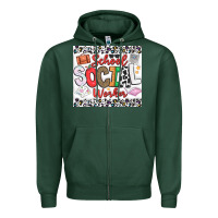 Sports Green School Social Worker Zipper Hoodie - CowhideDigitalArt