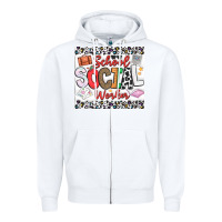 White School Social Worker Zipper Hoodie - CowhideDigitalArt