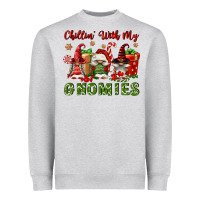 Heather Grey Chillin' With My Gnomies Heavyweight Sweatshirt - FaDigitalArtStudio