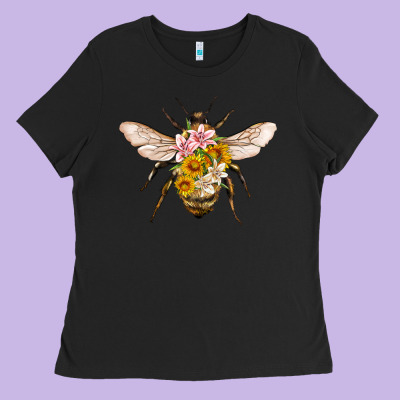 Bee With Flowers Ladies Tee Designed By Artiststas