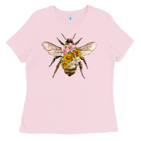 Bubblegum Pink bee with flowers Ladies Tee - Artiststas