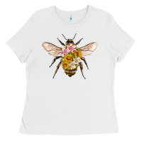 White bee with flowers Ladies Tee - Artiststas