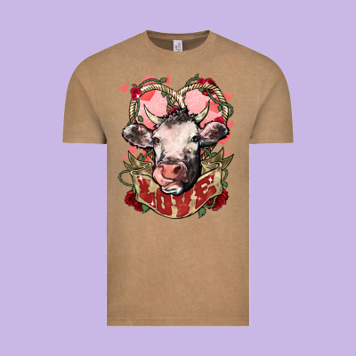 Cow Valentine's Day Love Vintage Tee Designed By Howdyjamesfarm