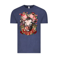 Vintage Denim Cow Valentine's Day love Vintage Tee - HowdyJamesFarm