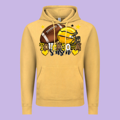 Touchdown Season American Football Yellow Team Vintage Hoodie Designed By Howdyjamesfarm