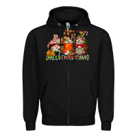 Black Hallothanksmas Gnome Coffee Cups Zipper Hoodie - CowhideDigitalArt
