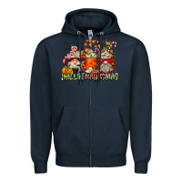 Navy Hallothanksmas Gnome Coffee Cups Zipper Hoodie - CowhideDigitalArt