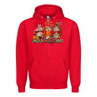 Red Hallothanksmas Gnome Coffee Cups Zipper Hoodie - CowhideDigitalArt