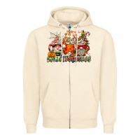 Sandshell Hallothanksmas Gnome Coffee Cups Zipper Hoodie - CowhideDigitalArt