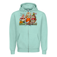 Seafoam Hallothanksmas Gnome Coffee Cups Zipper Hoodie - CowhideDigitalArt
