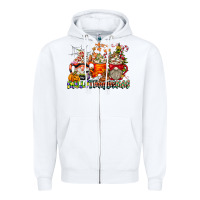 White Hallothanksmas Gnome Coffee Cups Zipper Hoodie - CowhideDigitalArt