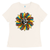 Bone sunflower cowhide leopard Ladies Tee - Artiststas
