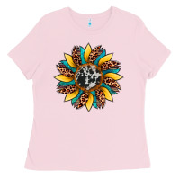 Bubblegum Pink sunflower cowhide leopard Ladies Tee - Artiststas