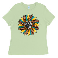 Matcha sunflower cowhide leopard Ladies Tee - Artiststas