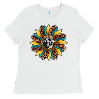 Sunflower Cowhide Leopard Ladies Tee | Teevron