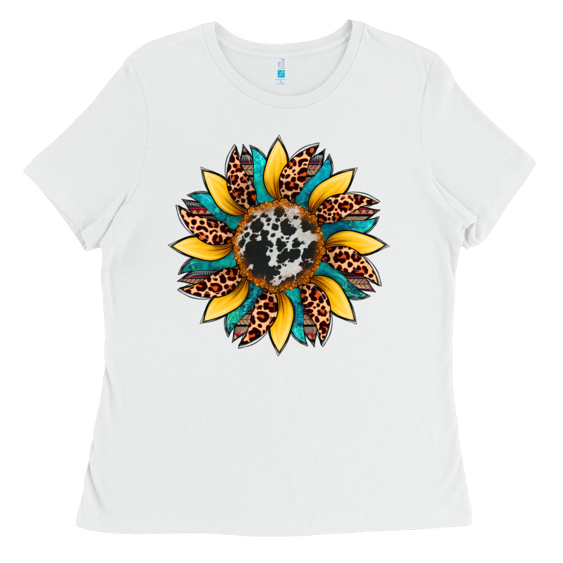 Sunflower Cowhide Leopard Ladies Tee by Artiststas | Teevron