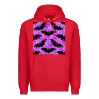 Red halloween bat and stars seamless pattern Premium Hoodie - BundleAndBundleShop
