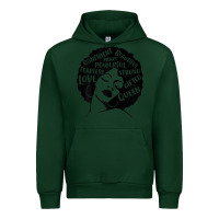 Forest Green Womens Strong Black Woman Afro Message Urban Hoodie - lanVoArt