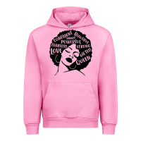 Fuchsia Pink Womens Strong Black Woman Afro Message Urban Hoodie - lanVoArt