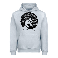 Heather Grey Womens Strong Black Woman Afro Message Urban Hoodie - lanVoArt