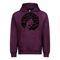 Mauve Wine Womens Strong Black Woman Afro Message Urban Hoodie - lanVoArt