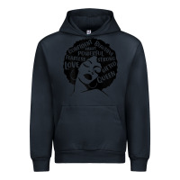 Navy Womens Strong Black Woman Afro Message Urban Hoodie - lanVoArt