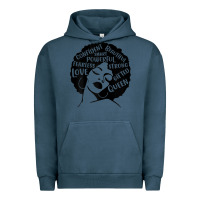 Pigment Midnight Navy Womens Strong Black Woman Afro Message Urban Hoodie - lanVoArt