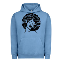 Pigment Pebble Blue Womens Strong Black Woman Afro Message Urban Hoodie - lanVoArt