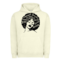 Pigment Pistachio Womens Strong Black Woman Afro Message Urban Hoodie - lanVoArt