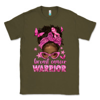 Army Green afro messy bun breast cancer warrior Classic Tee - texasbilliewilder