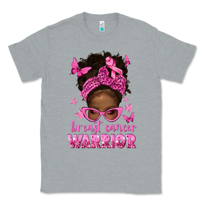 Afro Messy Bun Breast Cancer Warrior Classic Tee by texasbilliewilder | Teevron