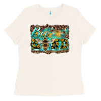 Bone bee kind with sunflower and leopard background Ladies Tee - Artiststas