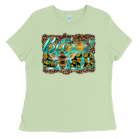 Matcha bee kind with sunflower and leopard background Ladies Tee - Artiststas